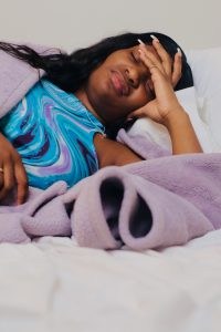 woman in discomfort